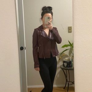 Burgundy Vegan leather jacket